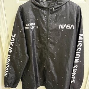 NASA Kennedy Space Center Black Lightweight Windbreaker Jacket/Hat Lot